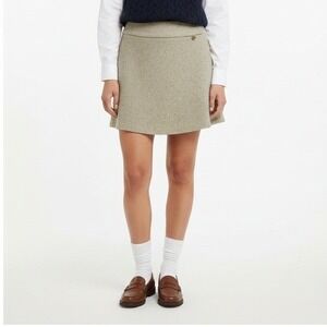 Vintage Gap Tweed A-Line Mini Skirt Womens 10 Tan Lined Wool‎ Preppy Classic